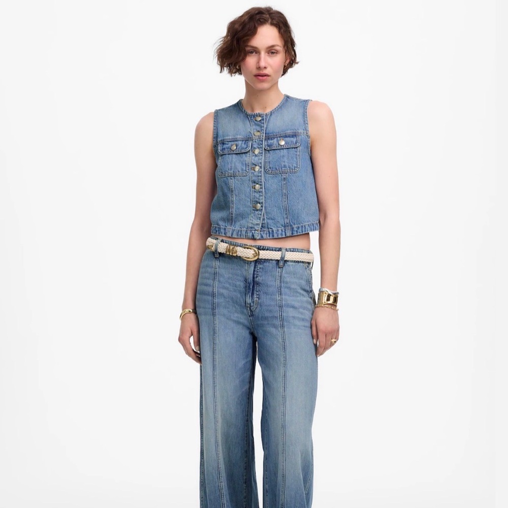 NWT Madewell Cropped Denim Vest: Airy Denim Edition | XS